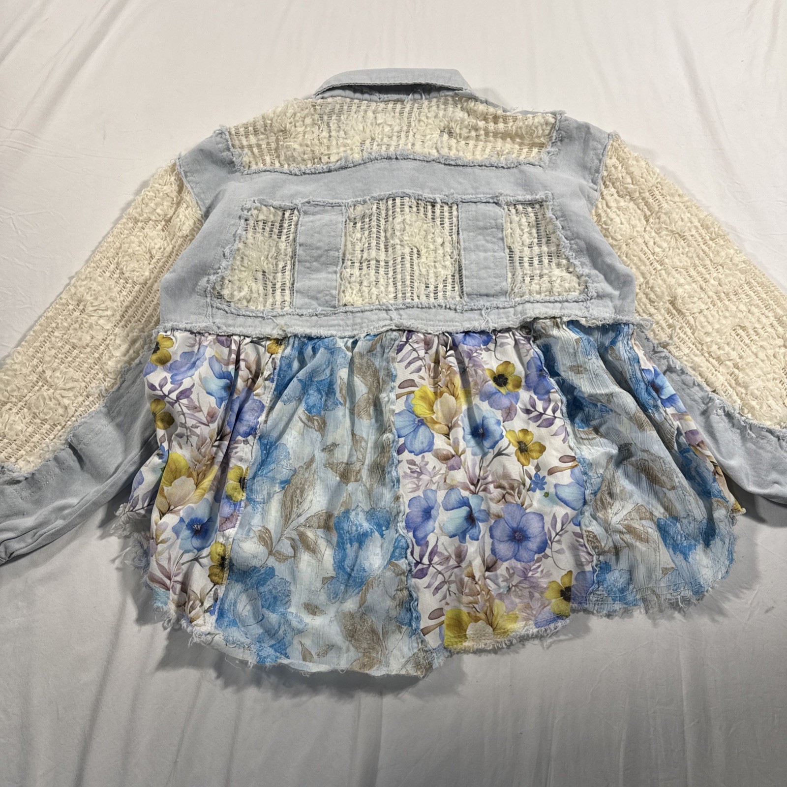 POL Patchwork Floral Print Button Down Small - image 3