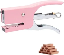 Pink Plier Stapler with 1000pcs Rose Gold No.10 Staples Mini 