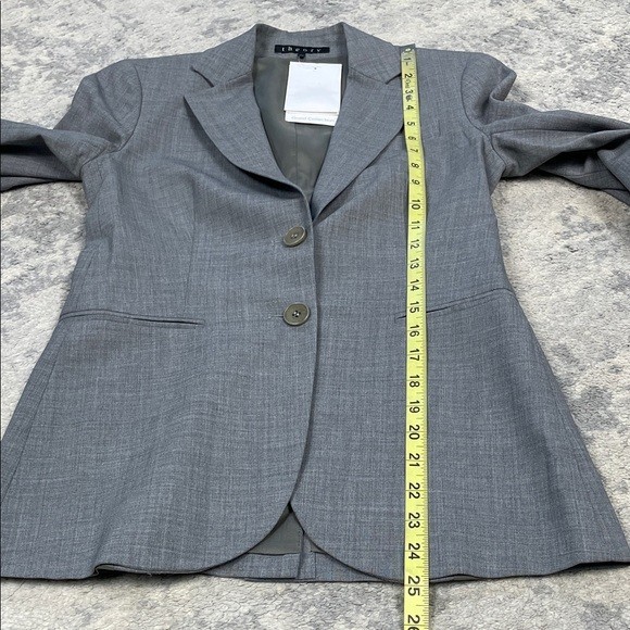 Theory Two Button Blazer Jacket Wool Gray Sz Care… - image 9