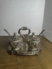 Caddy marmellata condimento floreale placcato argento HARRISON FISHER vintage