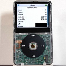 Apple iPod Classic 5.5 Gen 5th Clear (Full Refurb, 2000mah Battery, Wolfson DAC)