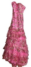 Tiffany Designs 16685 Pink 2 Strapless Formal Prom Quincea era Gown Dress New