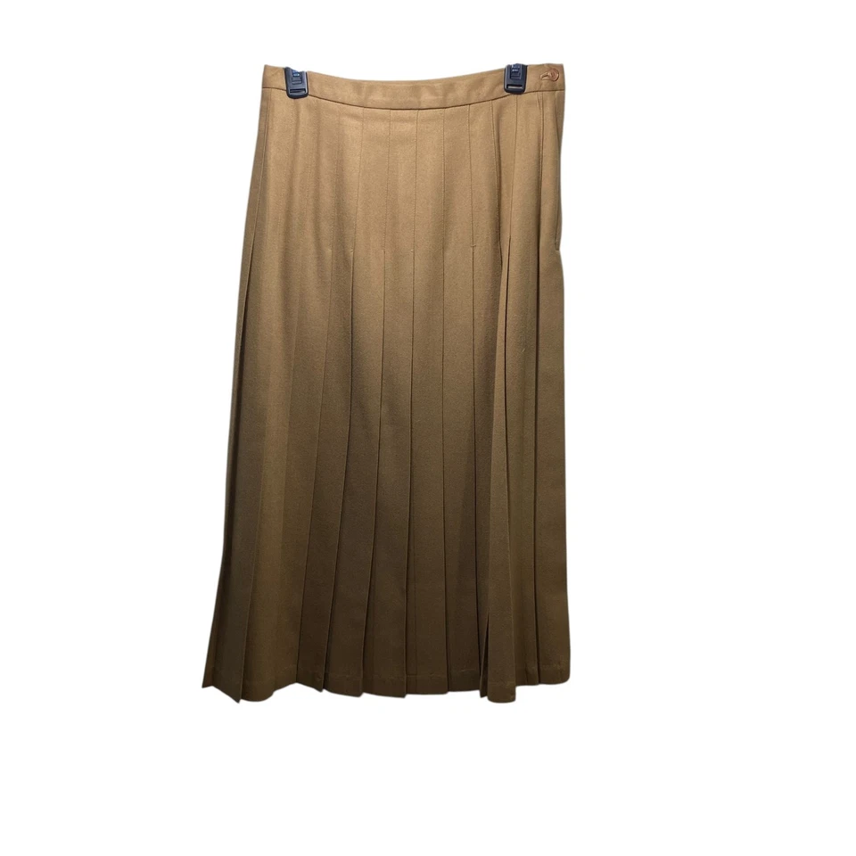 Falda midi vintage hecha en EE. UU. 100 % lana plisada dinero antiguo preppy negocios tostada 12 Foto 4 de 4