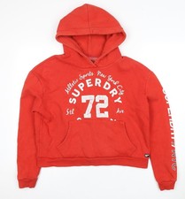 Womens UK S Regular Superdry Red Pullover Hoodie