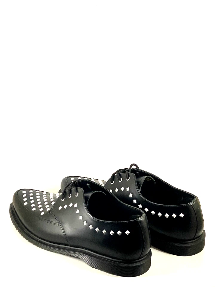 Dr Martens Mens UK 12 EU 47 Willis Stud Black White Leather Creeper Shoes Gothic - Image 4 of 4