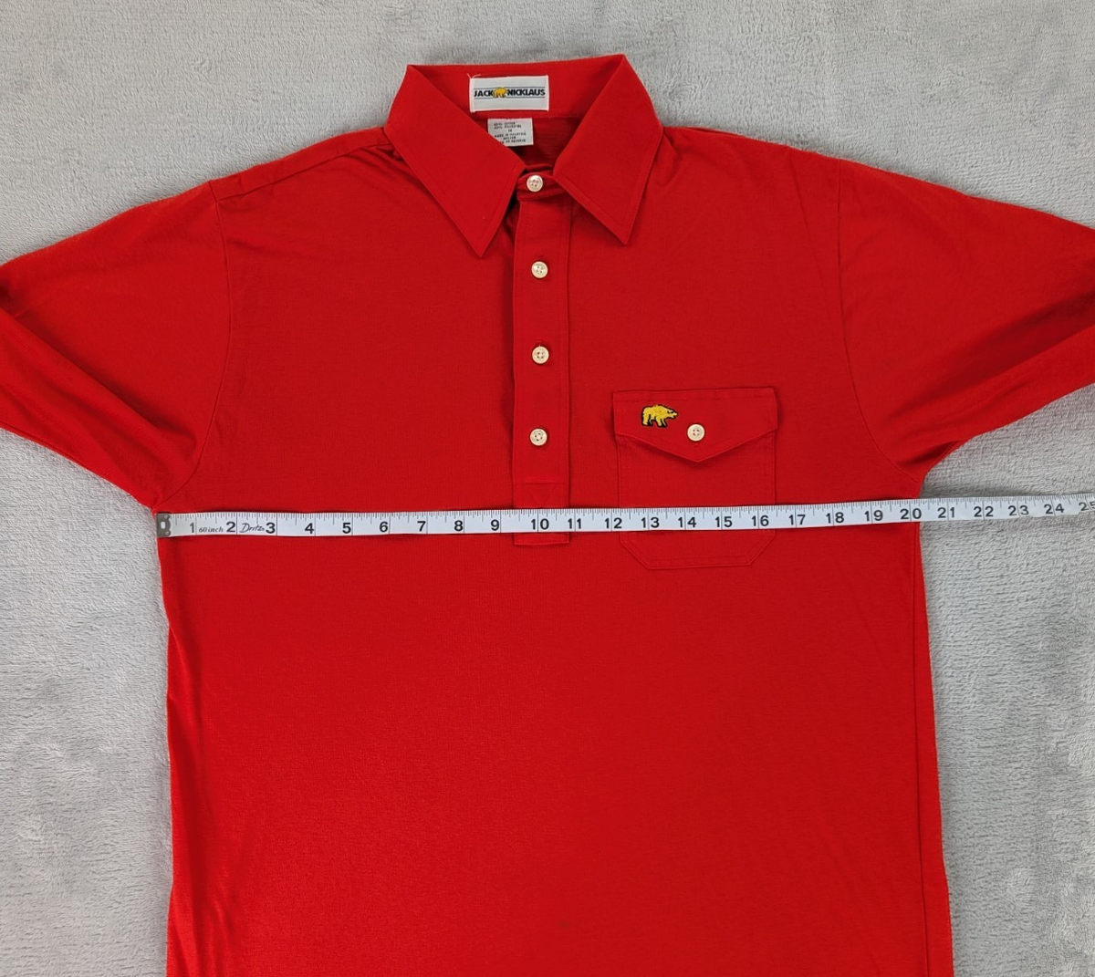 Vintage Jack Nicklaus Polo Shirt 80s Golf Pocket Golden Bear Red