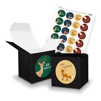 Itenga Set Weihnachten Tiere M49 24X Geschenkbox Schwarz 650X650Mm Und Sticker