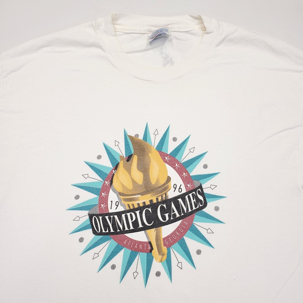 T-shirt Vintage Hanes Olympics 1996 Atlanta Noir Taille L - Coton Imprimé