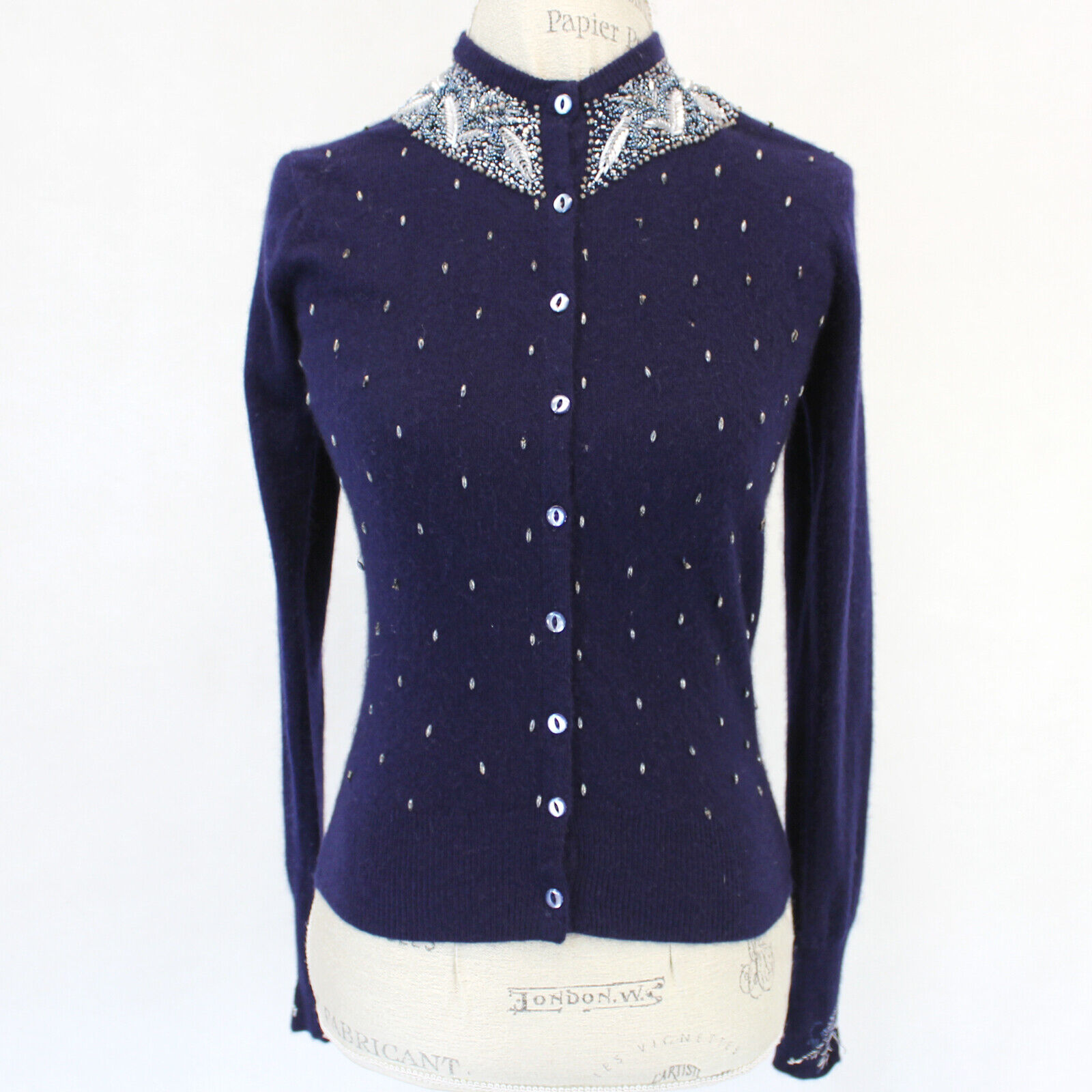 Teribus 100% Cashmere Vintage 50's Hand Beaded Na… - image 2