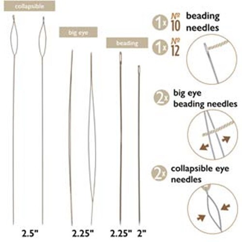 Beading Needles BIG EYE #10 #12+ TWIST assortment BASIC