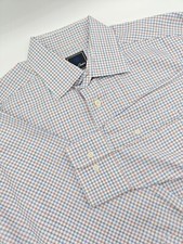 🇺🇸 David Donahue Mens Dress Shirt 17x33 Multicolor Check Cotton