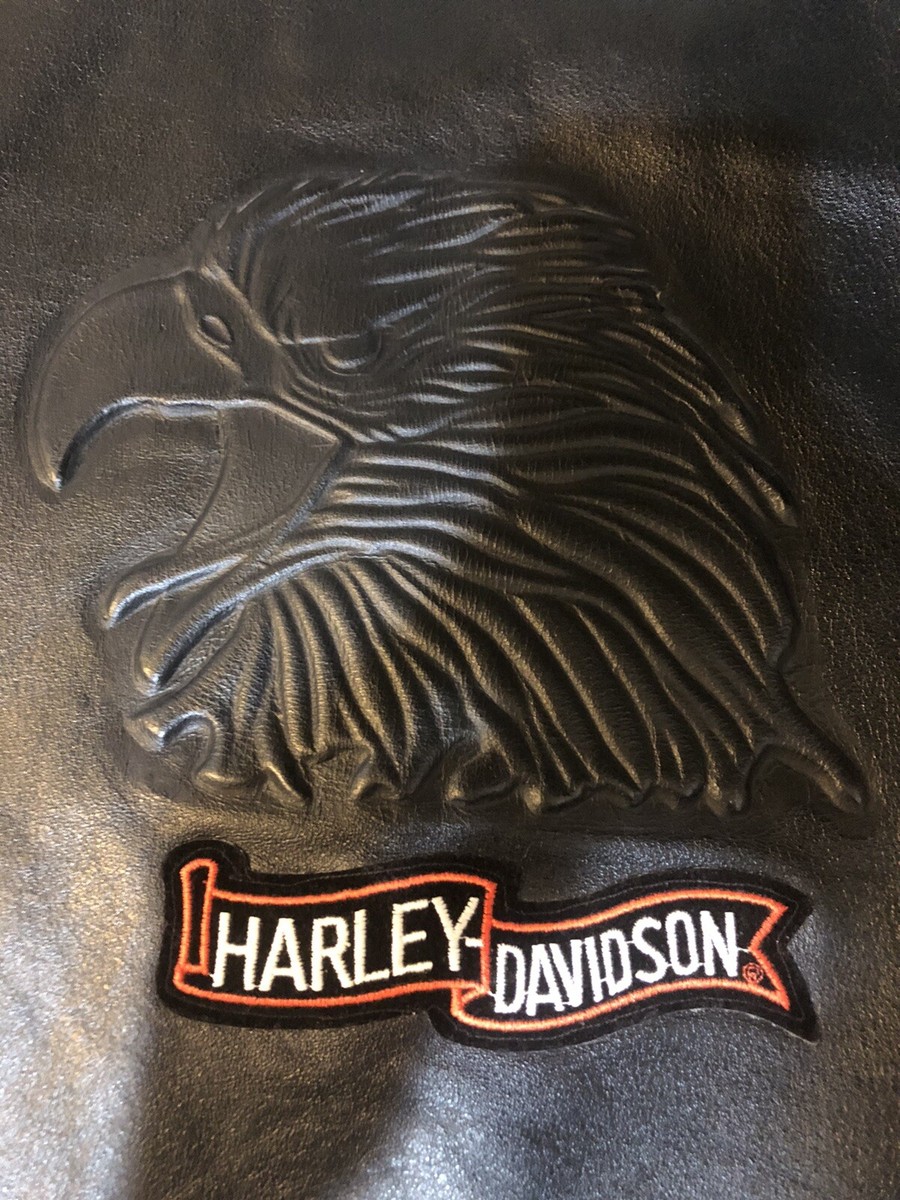 Wilsons Leather XL Black Leather Eagle Tooled w Harley Fringed