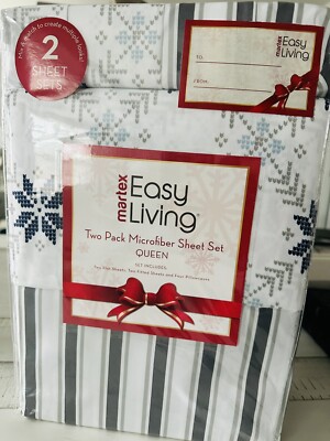 Two Pack Microfiber Queen Bed Sheet Snowflakes