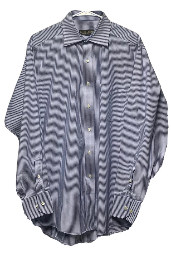 Donald Trump Men’s Shirt Button Down Long Sleeve Pinstriped Blue 16 1/2 34/35 - Image 2 of 4