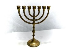 alte Menora 7 Kerzen Kerzenst&auml;nder Kerzenlicht Messing 620g 25cm - Dachbodenfund