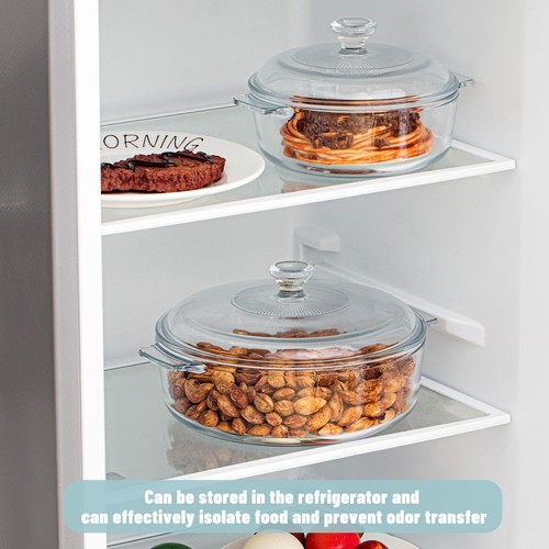 2 Pieces Glass Casserole Dish With Lid Baking Casserole Dish Covered Cookware Mi - Picture 6 of 6