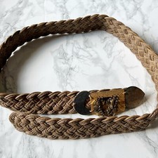 Marjorie Baer Sf Woven Mixed Metals Hook Belt One Size Tan Brown