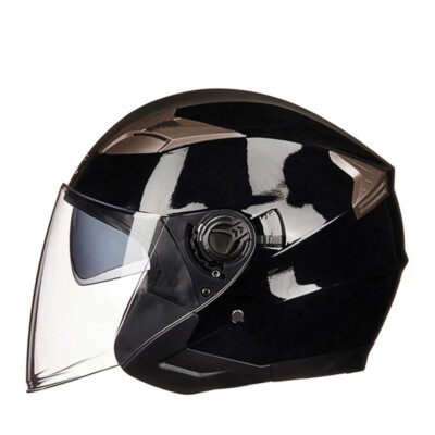 AHR Run-O Retro 3/4 Open Face Motorcycle Helmet With Removable Snap On Sun Shield Visor Dot Approved Matt Black M - Foto 5