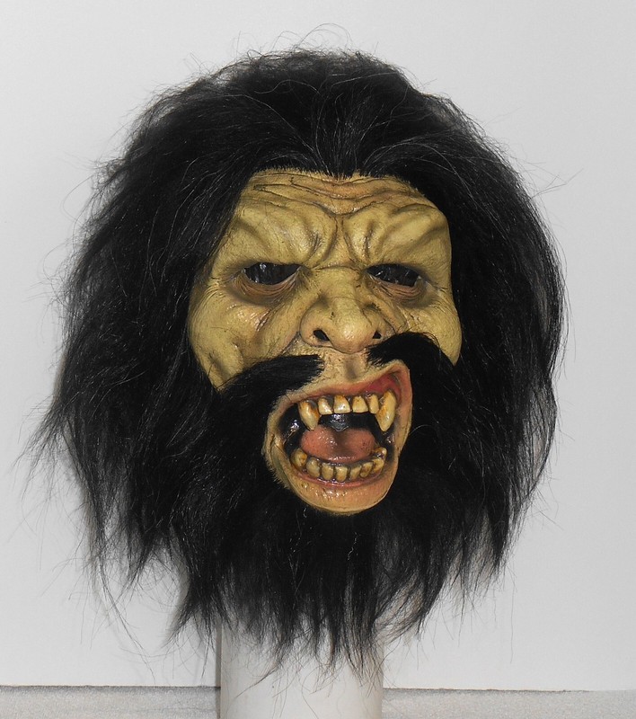 LOOK! Custom Deluxe Realistic Hair CAVEMAN MASK Collector Halloween Costume Prop