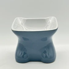 Whisker City Ceramic Cat Bowl Blue Gray Cats Kitty Tail Design 4 X 4.5 Inch