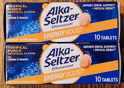 Alka-Seltzer Energy Boost Tropical Punch Effervescent 10 Tablets 2 Pack
