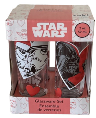 2024 Zak Designs Star Wars Valentienstag Set Mit 4 Mini Glas Shot Neu Schachtel