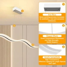 Acrylic Chandelier Wave Spiral Fixture LED Ceiling Lamp Dimmable Pendant Light