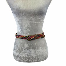 Vintage Braided Leather Belt Rainbow Colorful M 34" Long