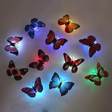 3D Colour-Change Butterfly Self Adhesive Wall Fix Night Light Bedroom Kid Random