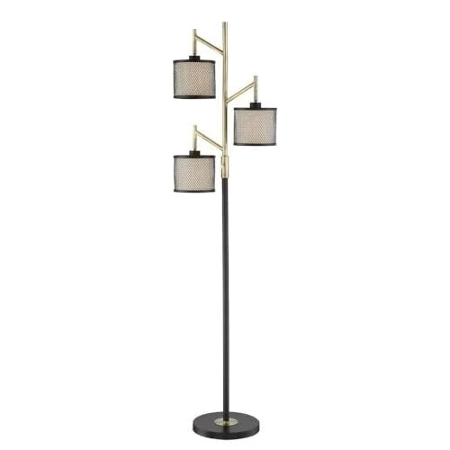 Lite Source 3-LITE Floor LAMP, Coffee/Metal NET SHD/Fabric, E12 B 40Wx3 LS-83109 - Picture 3 of 3