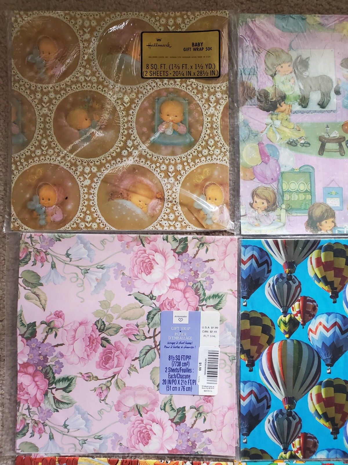 Vtg Lot Of 16 Hallmark Flat Gift Wrap Birthday Shower Baby Craft Scrapbook  Iuu.org.tr