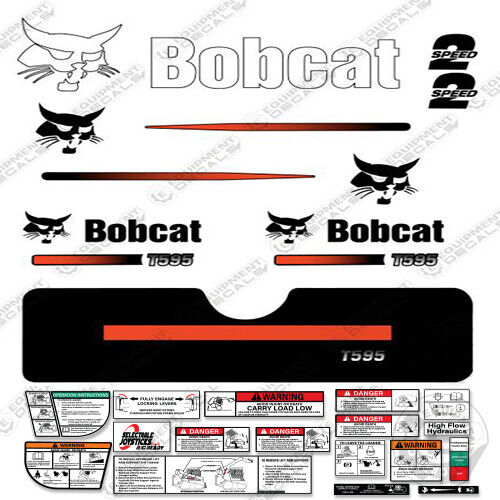 Fits Bobcat T595 Compact Track Loader Decal Kit Skid Steer (Straight Stripes) - Foto 1 di 1