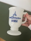 Vintage Walt Disney World Castle Milk Glass Footed Mug 1970s Coffee Cup - Denise