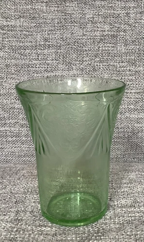 Hazel Atlas Glass Co. ROYAL LACE Green Flat Water Tumbler