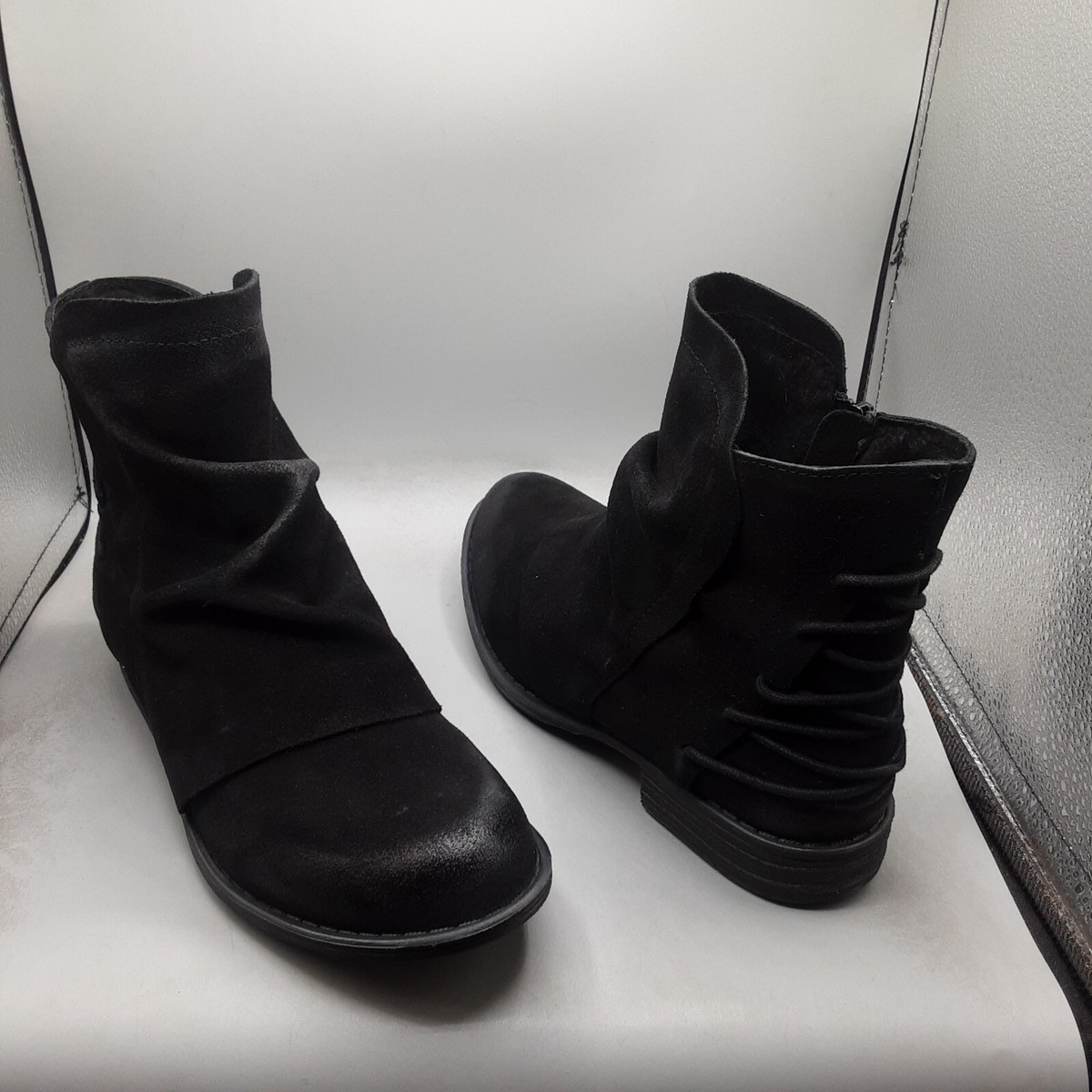 Miz Mooz Dotti Boots Women's 7.5-8M EU38 Black Suede Ruched