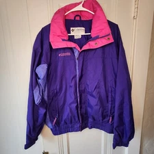 Vtg Columbia 90s Coat Zip Up Windbreaker bugaboo Y18/20 Fits Women's S/M Purple