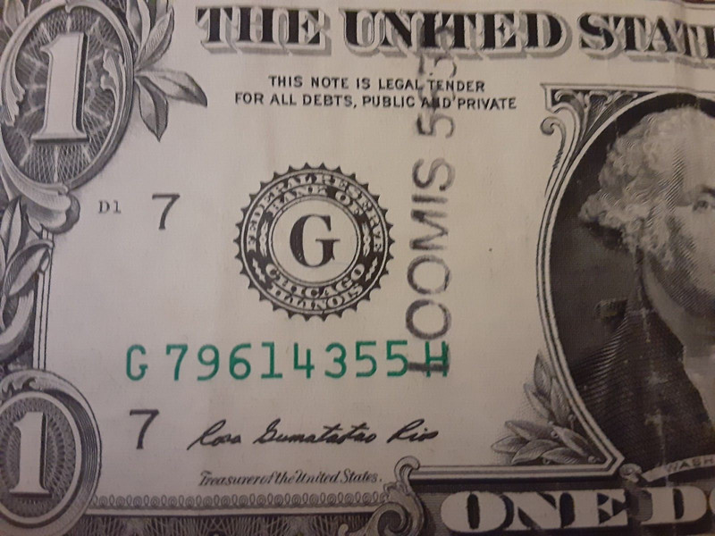 2013 $1 Dollar Loomis Stamp Note old u.s. currency Chicago Illinois