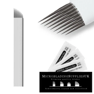MICROBLADEUK Microblading Blades MICROBLADES Needles Eyebrow Tattoo Makeup Disposable 9CF