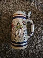 Vintage 1983 Avon Ceramarte Football Beer Stein Peweter Lid