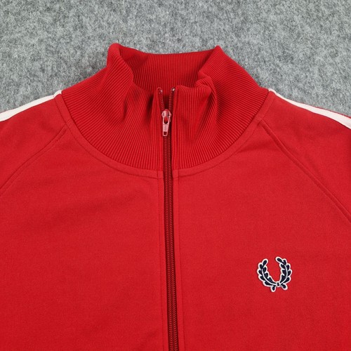 Fred Perry Jacke Herren Extra Large Rot Weiß Trainingsanzug Oberteil Freizeit Mod Ska Retro - Bild 3 von 10