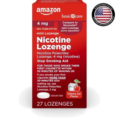 Nicotine Lozenges 4mg - Cherry Ice Flavor, 27 Count - Aid for Quitting Smoking