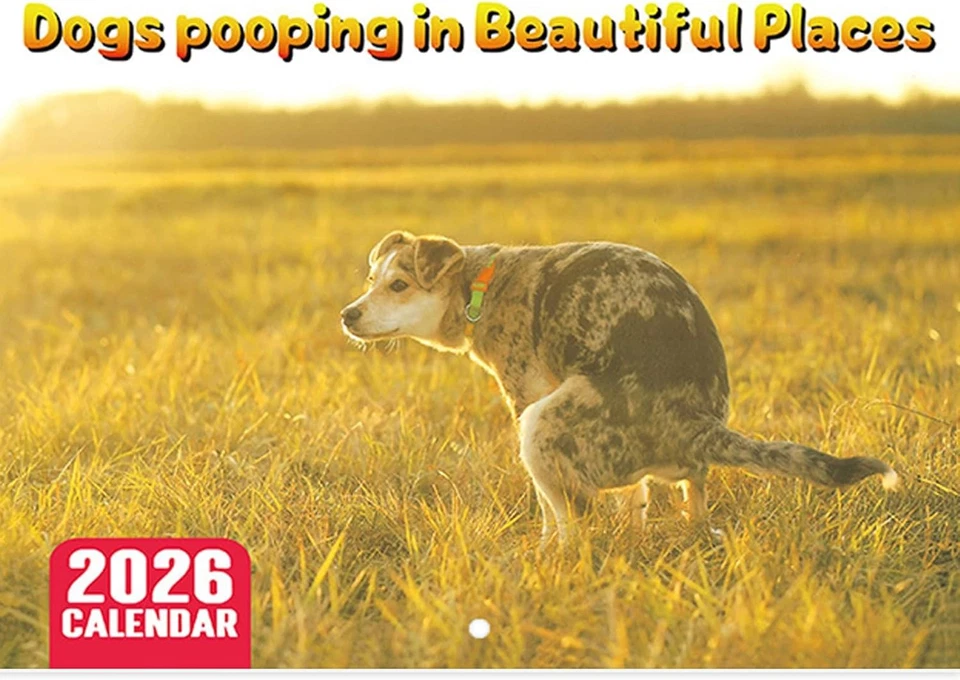 UPTVIN 2026 Dog Pooping Calendar, Funny Dogs Pooping in Beautiful Places Wall Calendar