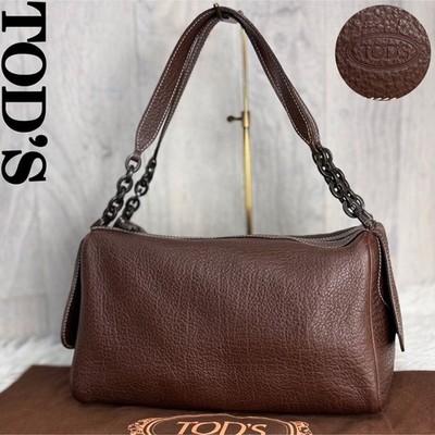 TODS Boston Bag Leather Chain Brown From Japan