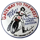 Vintage Harley Davidson Motorcycles Sign - Gateway West Gas Pump Porcelain Sign