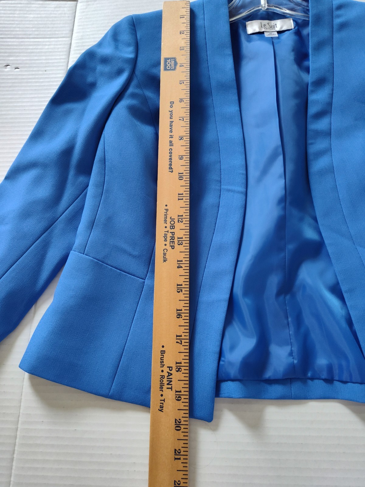 Le Suit Dress Suit Open Front Jacket & Sheath Dress Suit Size 2P Cornflower Blue