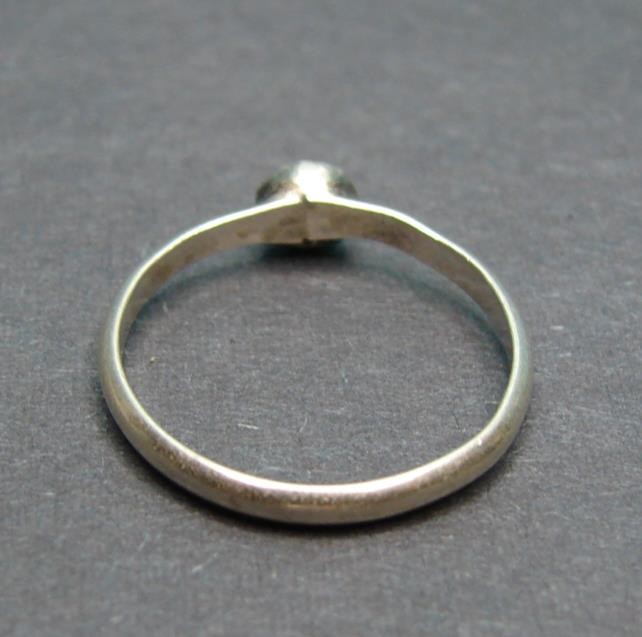 Vintage Silver Tone Stackable Ring With Bezel Set… - image 2