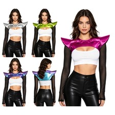 Women Vest Halloween Bustier Tank Top Themed Party Metallic Clubwear Corset