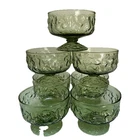 7 VTG Lido Milano Anchor Hocking Sherbet Berry Ice Cream Bowls Green Champagne