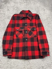 Vtg Hercules Sears Jacket Men Medium Red Wool Buffalo Plaid Hunting Shacket 50s