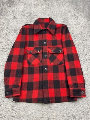 50s HERCULES SEARS ウール Pコート Vtg Hercules Sears Jacket Men Medium Red Wool Buffalo Plaid